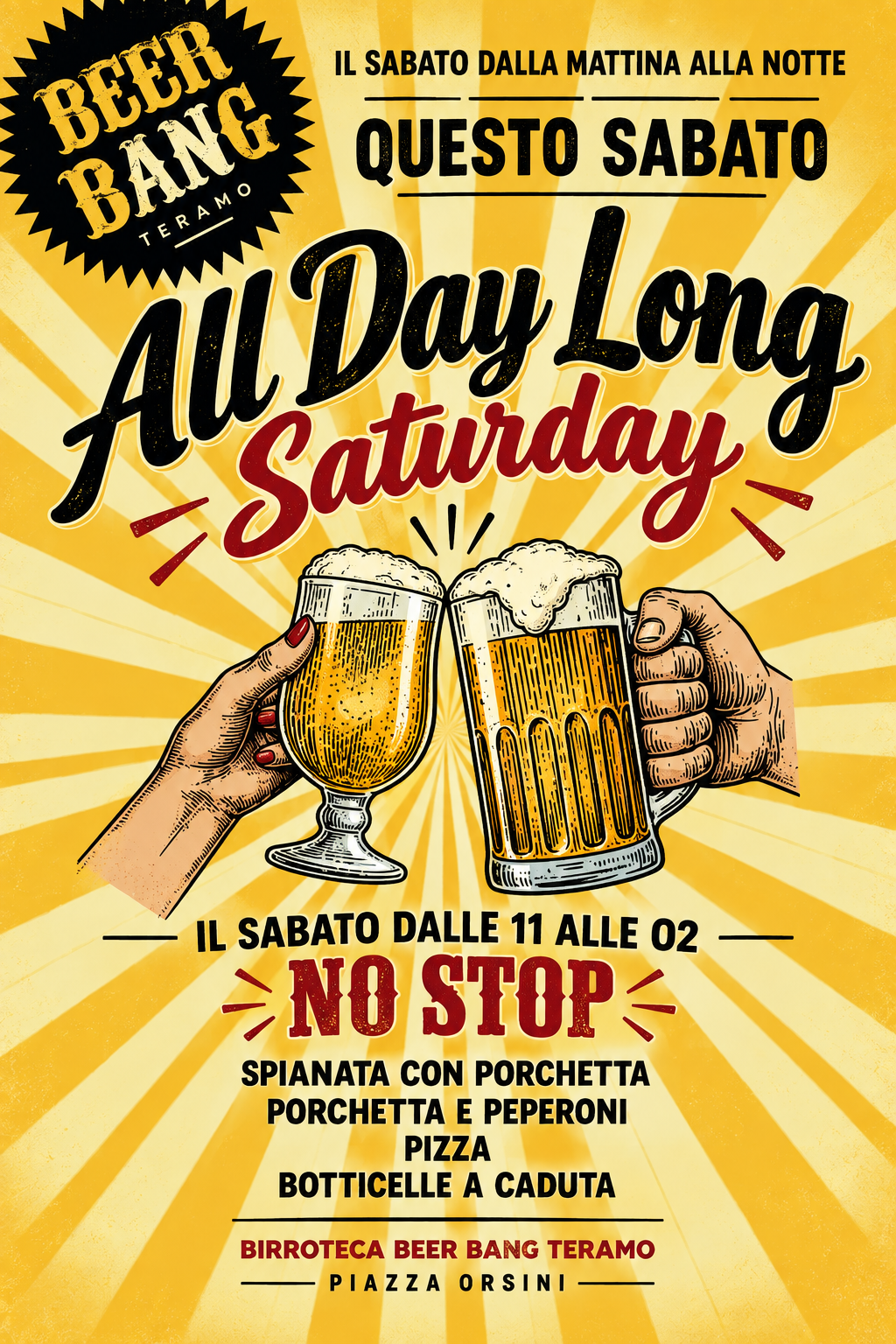 All Day Long Saturday. Il sabato dalle 11 alle 02 no stop.